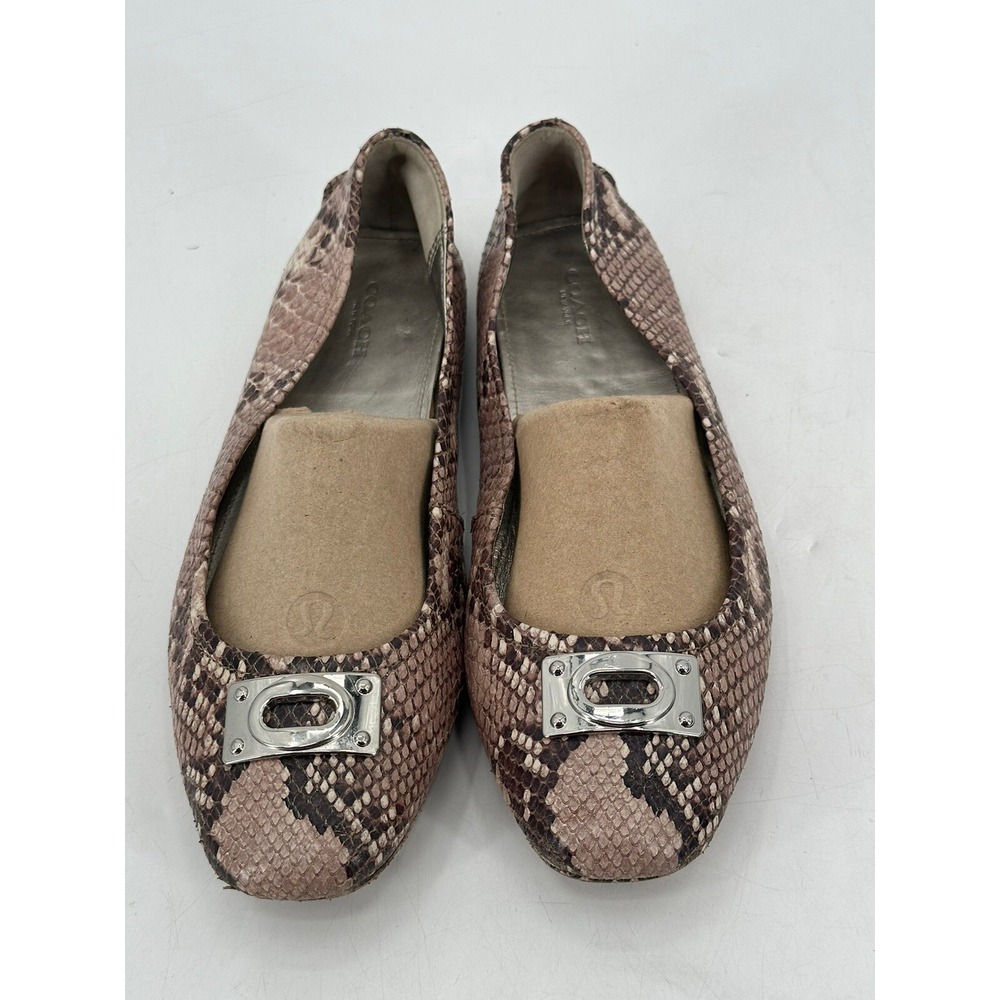 Coach Snake Print Leather Vernon‎ Ballet Flats Women's Size 9.5B Multicolor